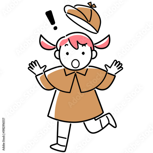 驚く探偵の女の子