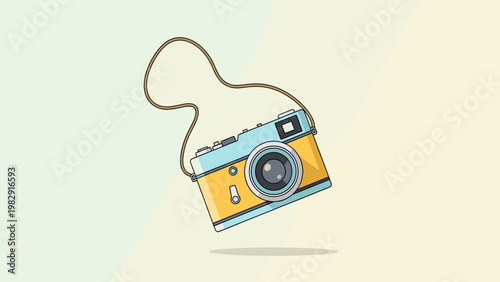 Modern digital SLR camera illustration with flat design style