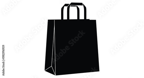 Simple black paper shopping bag with handles a bold graphic silhouette