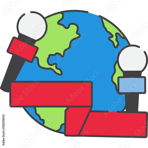 Global News Broadcasting Media Icon Illustration