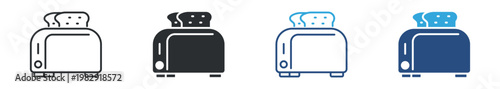 Toaster Icon, Kitchen Appliance Symbol, Bread Toasting and Home Cooking Equipment Vector Illustration