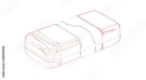 White block eraser with blue cardboard sleeve school and office supply vector illustration isolated on white background