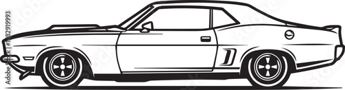 Fotografía Vintage muscle car vector illustration, classic american sports car side profile