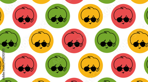 サングラスをかけたキャラクターのパターンイラスト