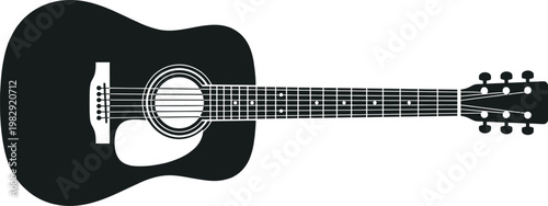 Acoustic Guitar Silhouette Vector Illustration Music Instrument