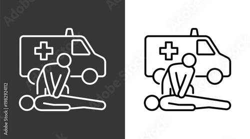 Emergency medical assistance a line art illustration of paramedic aid and patient care