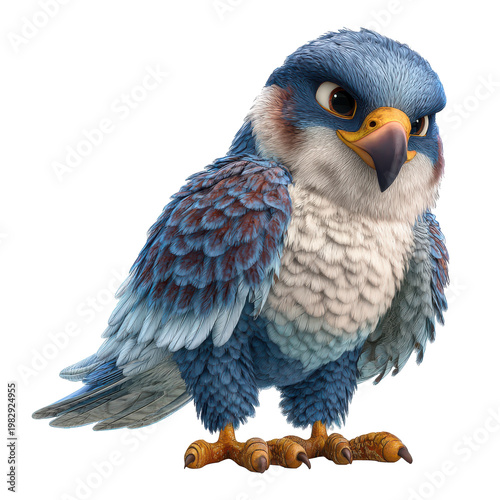 Colorful bird stands on ground with feathers in blue and brown tones during bright daylight in a natural setting