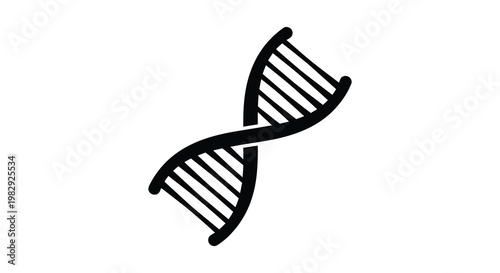 A black graphic depicts a double helix dna structure a bold silhouette