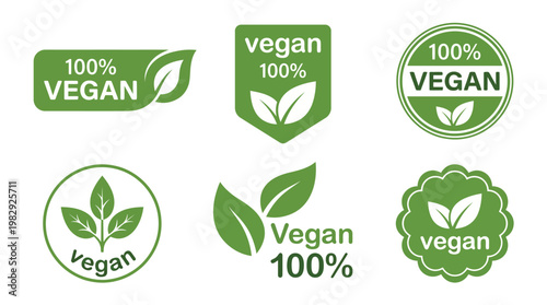 Collection of vegan labels and badges promoting plant based and cruelty free products