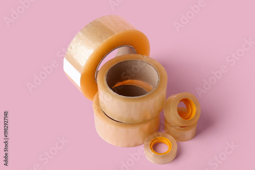 Many adhesive tape rolls on...