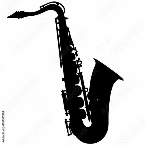 alto saxophone silhouette illustration for music instrument jazz performance and sound design