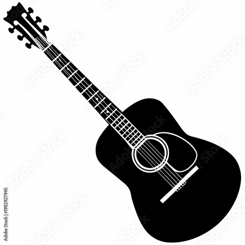 acoustic guitar silhouette illustration for music instrument performance and sound design
