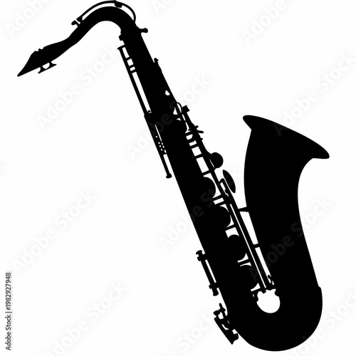 tenor saxophone silhouette illustration for music instrument jazz performance and sound design