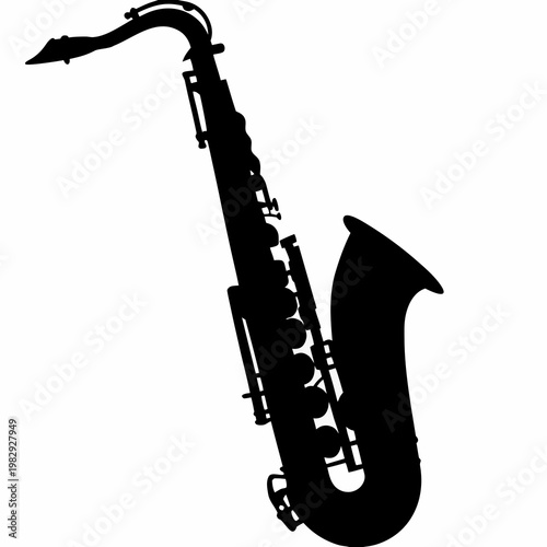 tenor saxophone silhouette illustration for music instrument jazz performance and sound design