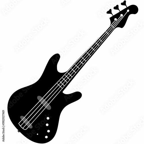 bass guitar silhouette illustration for music instrument performance band and sound design