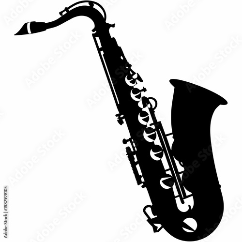 alto saxophone silhouette illustration for music instrument jazz performance and sound design