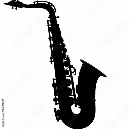 alto saxophone silhouette illustration for music instrument jazz performance and sound design