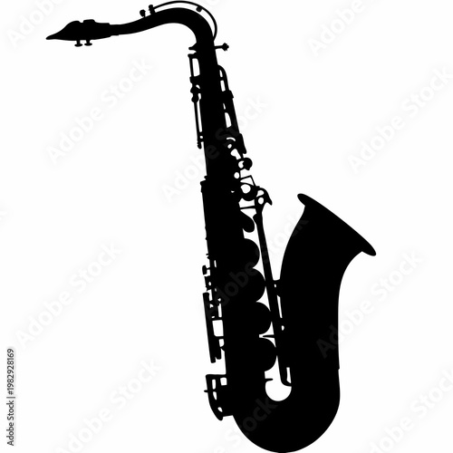 alto saxophone silhouette illustration for music instrument jazz performance and sound design