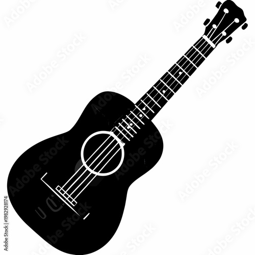 acoustic guitar silhouette illustration for music instrument performance and sound design
