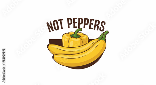Yellow pepper and bananas are depicted in a playful, cartoonish style