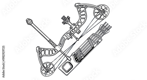 Compound Bow and Arrows - Archery Equipment Illustration