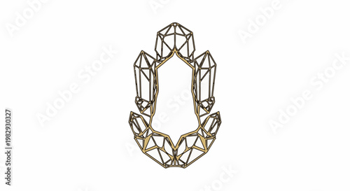 Intricate geometric crystalline structure resembling stylized wings or a crown