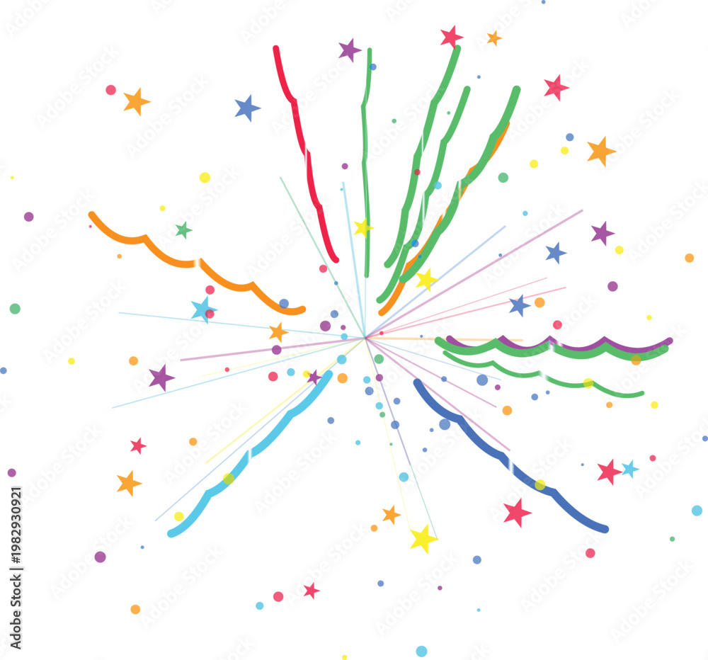 Fototapeta premium Colorful confetti and streamers explosion