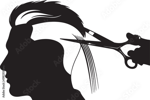 Barber cutting client's hair with clippers and scissors