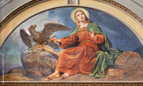 Alessandria - The  fresco of St. John the Evangelist in the Cathedral by Luig...