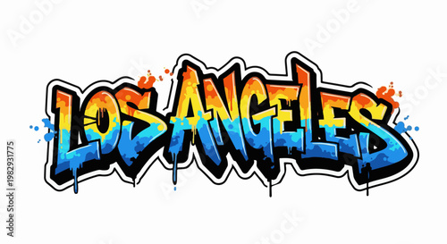Vibrant graffiti art spelling out "Los Angeles" in a dripping style