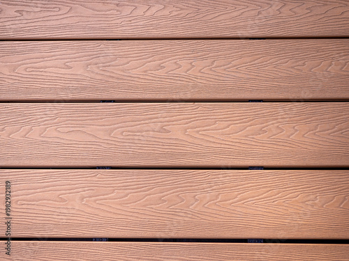 Принти на полотні Seamless pattern of WPC composite decking boards with realistic wood grain texture, modern outdoor terrace flooring background