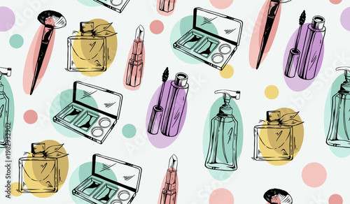 Cute cosmetic pattern background vector design