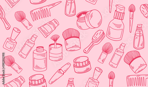 Cute cosmetic pattern background vector design