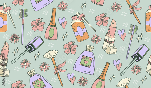 Cute cosmetic pattern background vector design
