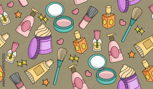 Cute cosmetic pattern background vector design