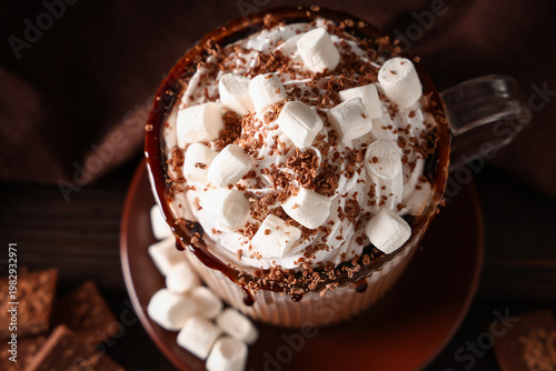 Glass cup of hot cocoa drin...