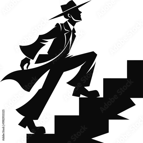 Businessman Climbing Stairs Silhouette Success Vector