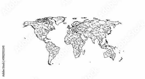Abstract global map with interconnected nodes and lines