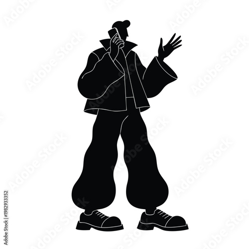 Businessman Talking Phone Silhouette Corporate Vector