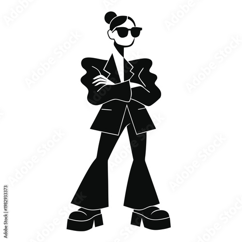 Businesswoman Arms Crossed Silhouette Professional Vector