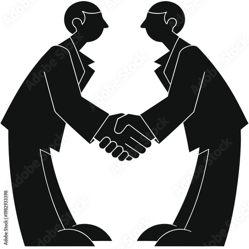 Businessman Shaking Hands Silhouette Deal Vector
