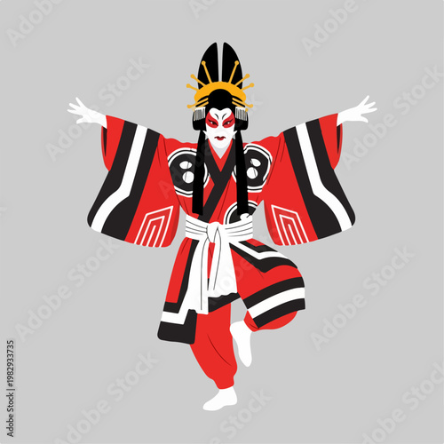 flat illustration of kabuki dance
