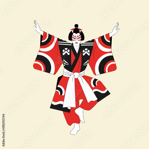 flat illustration of kabuki dance