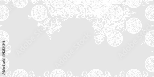 This abstract vintage floral vector illustration features an ornate seamless pattern with decorative leaves and flowers arranged in a stylish retro art design suitable for a wallpaper or invitation ca