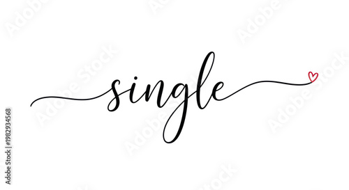 Single word with heart symbol, calligraphy font, white background