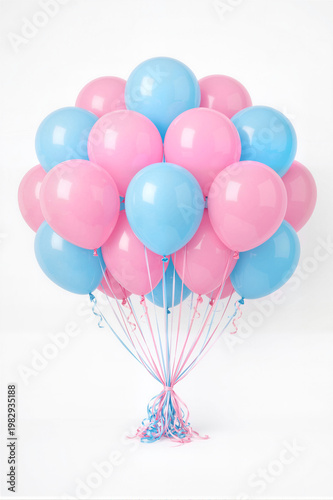 pink and blue balloons isolated on white background