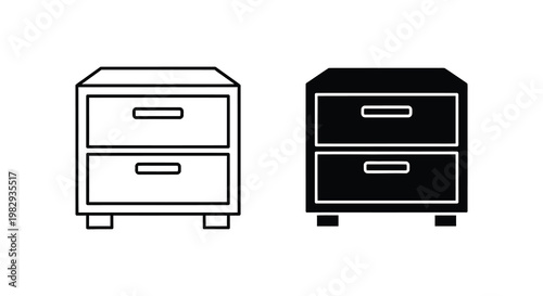 Two bedside tables one light and one dark in a stark silhouette