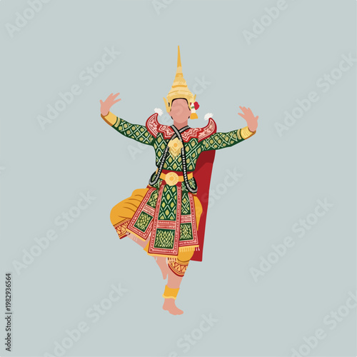 flat illustration of Khon dance