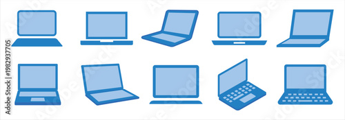 Set of laptop icons in flat design style
