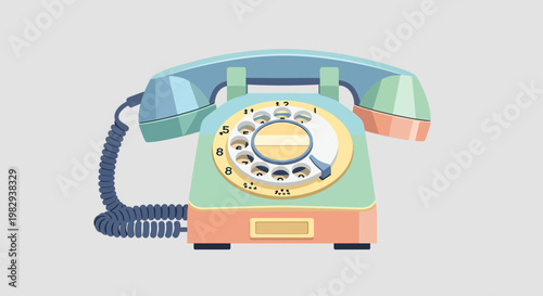 Retro Rotary Dial Telephone, Vintage Communication Device, Nostalgic Technology
